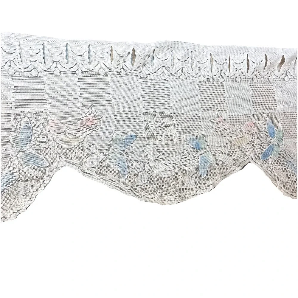 VTG Butterfly Bird Colored‎ Sheer Lace Curtain Valance 28